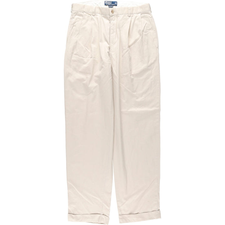 Ralph Lauren POLO by Ralph Lauren HAMMOND PANT, two-pleat chino pants, men's, W33 equivalent cotton Beige type Vintage Second Hand