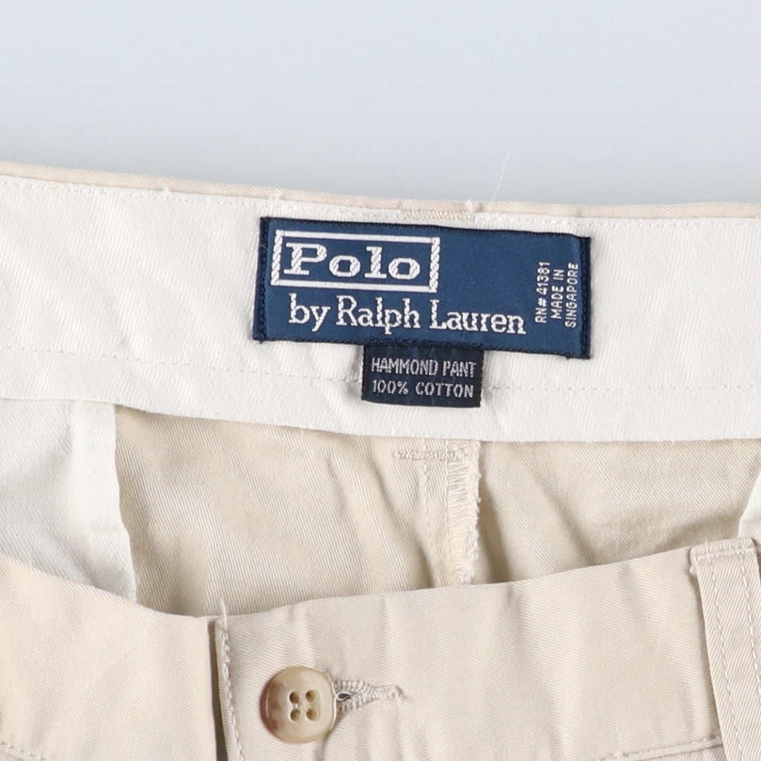 Ralph Lauren POLO by Ralph Lauren HAMMOND PANT, two-pleat chino pants, men's, W33 equivalent cotton Beige type Vintage Second Hand