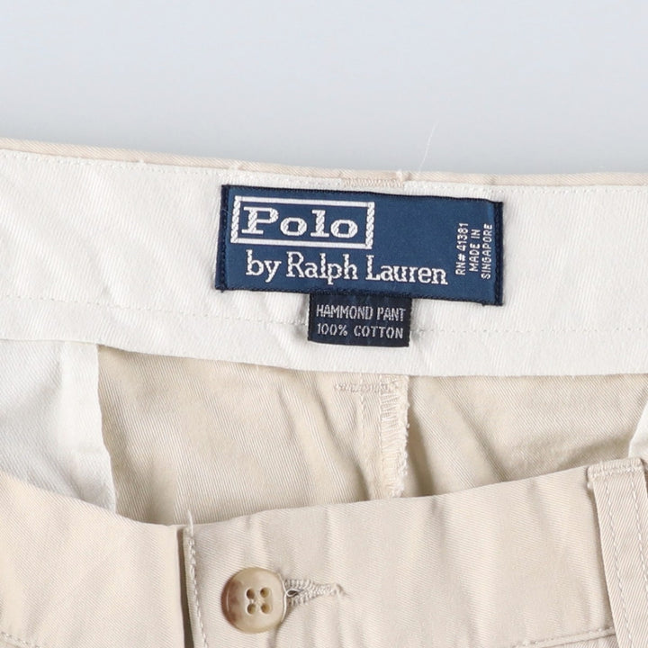 Ralph Lauren POLO by Ralph Lauren HAMMOND PANT, two-pleat chino pants, men's, W33 equivalent cotton Beige type Vintage Second Hand