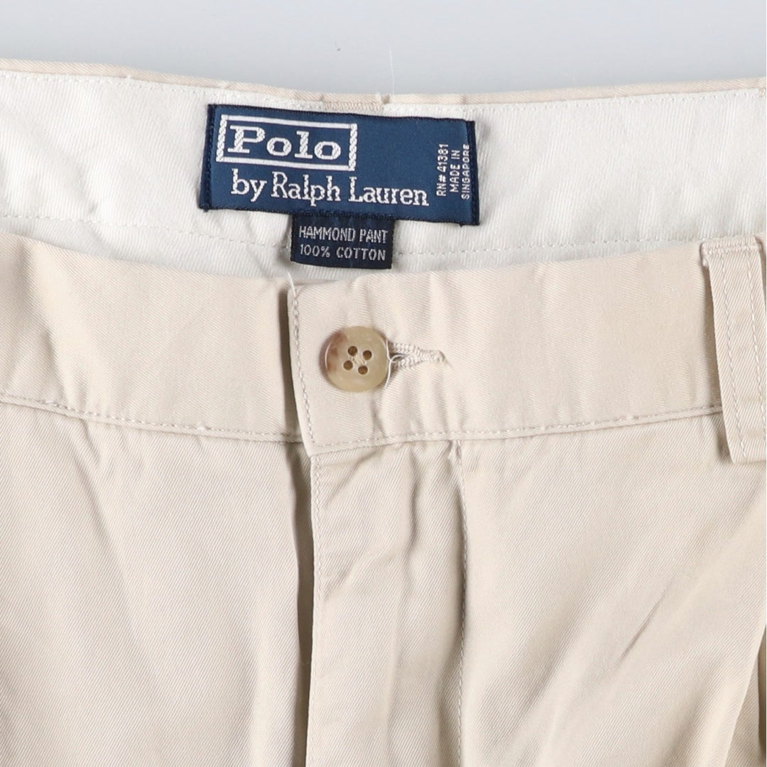 Ralph Lauren POLO by Ralph Lauren HAMMOND PANT, two-pleat chino pants, men's, W33 equivalent cotton Beige type Vintage Second Hand