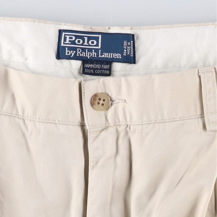 Ralph Lauren POLO by Ralph Lauren HAMMOND PANT, two-pleat chino pants, men's, W33 equivalent cotton Beige type Vintage Second Hand