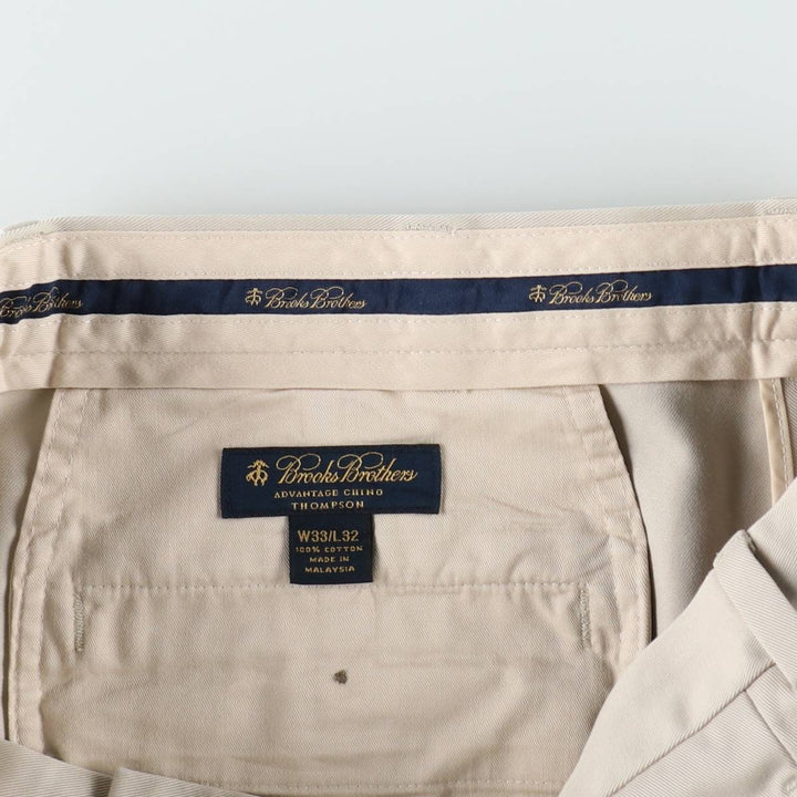 Brooks Brothers ADVANTAGE CHINO THOMPSON Two-Pleated Chino Pants, Men's, Size W34 cotton Beige type Vintage Second Hand