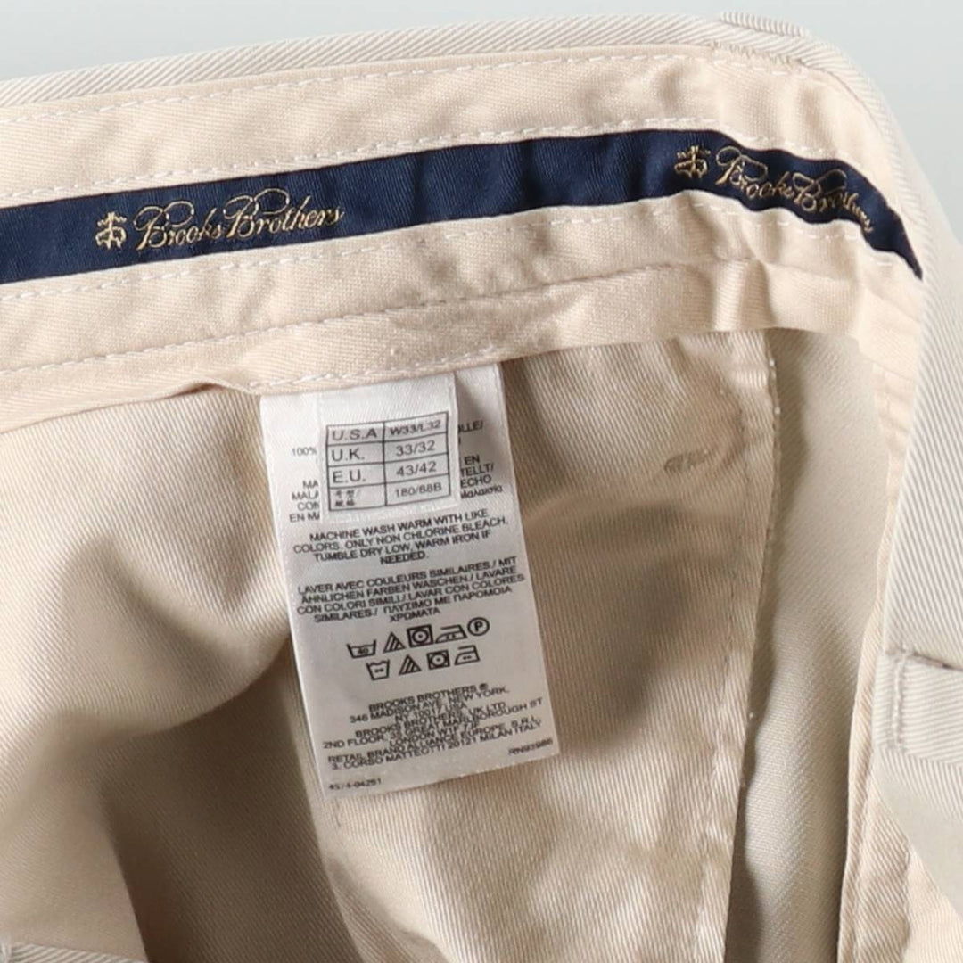 Brooks Brothers ADVANTAGE CHINO THOMPSON Two-Pleated Chino Pants, Men's, Size W34 cotton Beige type Vintage Second Hand