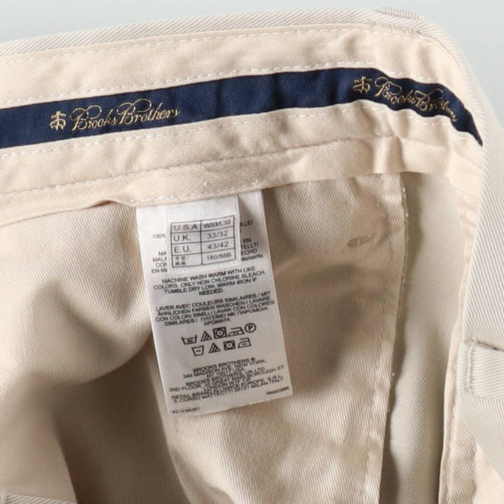 Brooks Brothers ADVANTAGE CHINO THOMPSON Two-Pleated Chino Pants, Men's, Size W34 cotton Beige type Vintage Second Hand