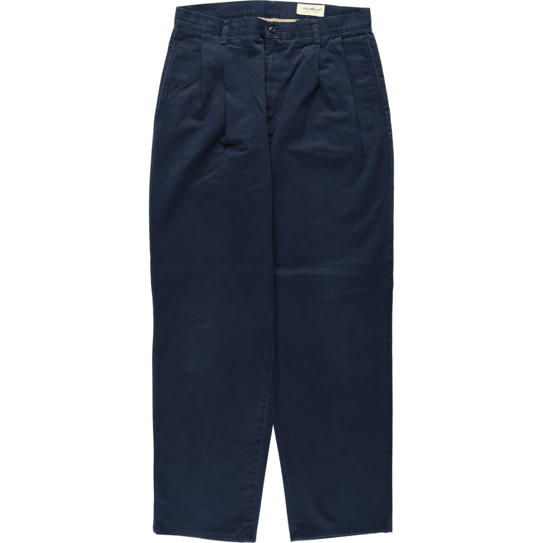 Eddie Bauer Two-Pleat Chino Pants, Men's Size W33 (approx.) cotton navy blue type Vintage Second Hand