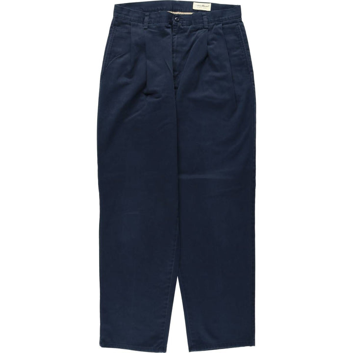 Eddie Bauer Two-Pleat Chino Pants, Men's Size W33 (approx.) cotton navy blue type Vintage Second Hand