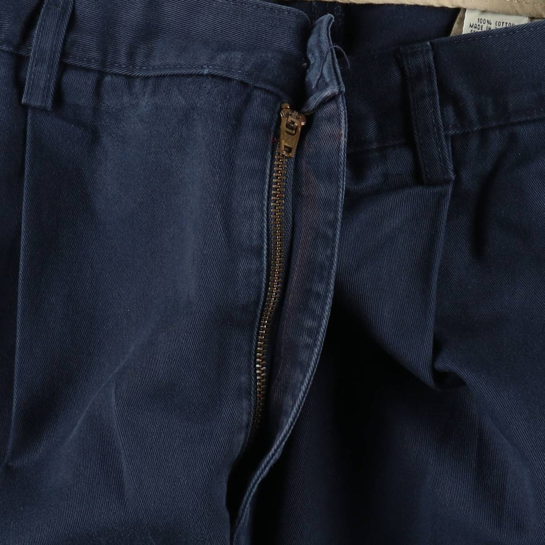 Eddie Bauer Two-Pleat Chino Pants, Men's Size W33 (approx.) cotton navy blue type Vintage Second Hand