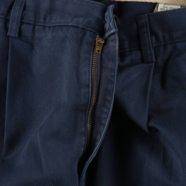 Eddie Bauer Two-Pleat Chino Pants, Men's Size W33 (approx.) cotton navy blue type Vintage Second Hand