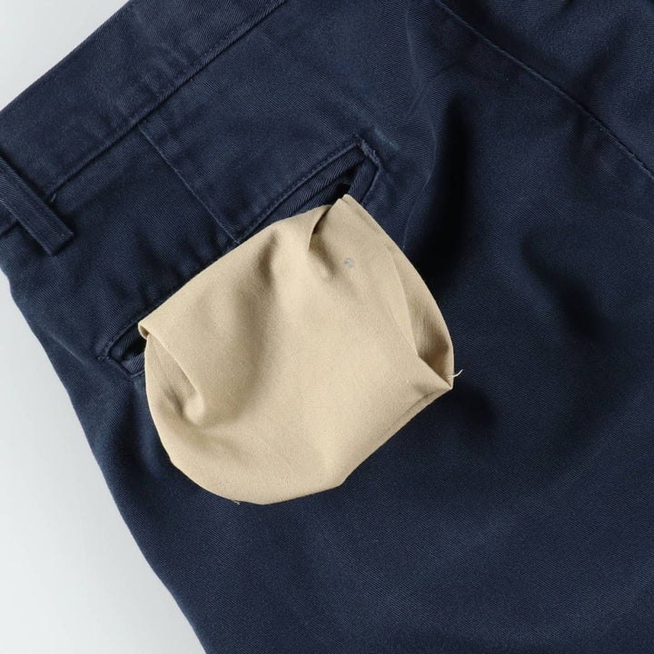 Eddie Bauer Two-Pleat Chino Pants, Men's Size W33 (approx.) cotton navy blue type Vintage Second Hand