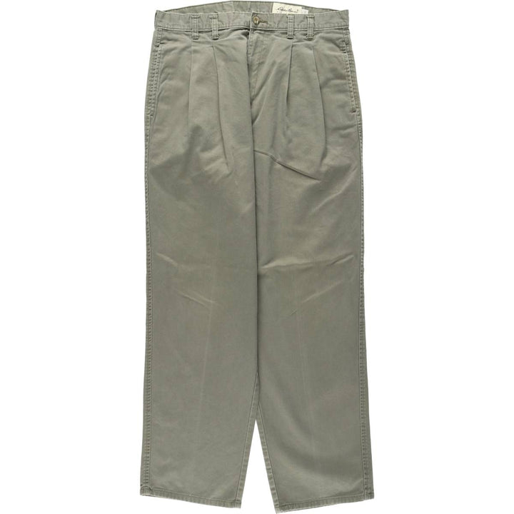 Eddie Bauer CLASSIC FIT Two-Pleat Chino Pants, Men's W33 (approx.) cotton Khaki type sage green Vintage Second Hand