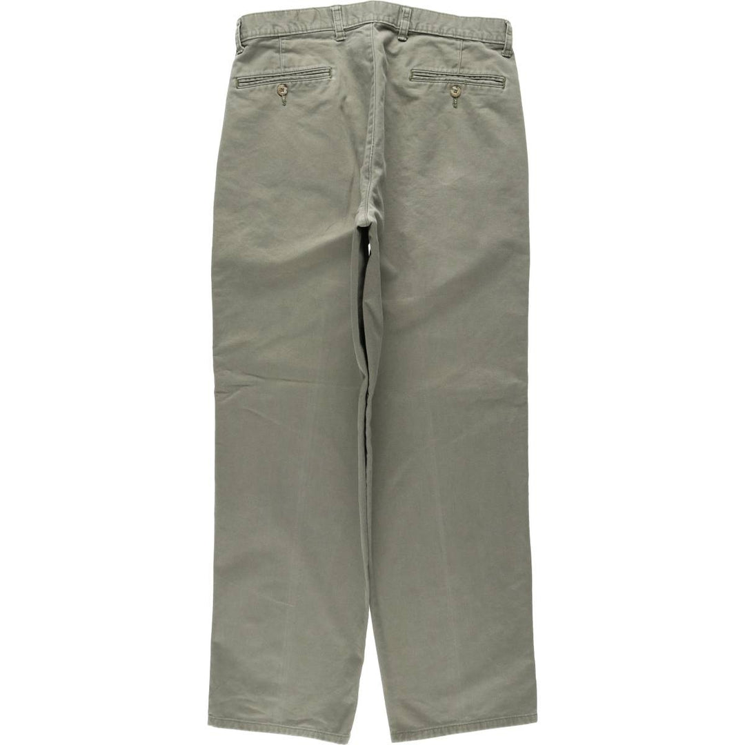 Eddie Bauer CLASSIC FIT Two-Pleat Chino Pants, Men's W33 (approx.) cotton Khaki type sage green Vintage Second Hand