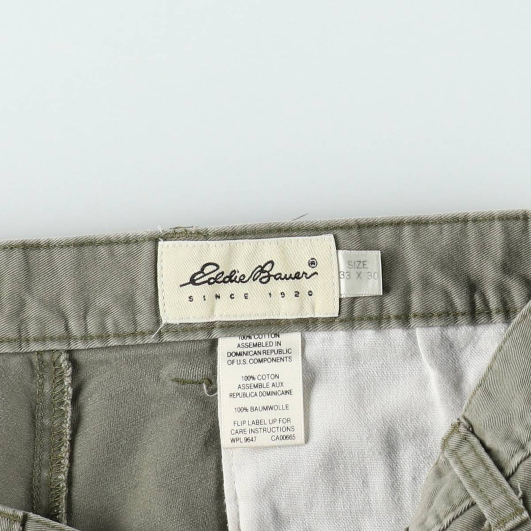 Eddie Bauer CLASSIC FIT Two-Pleat Chino Pants, Men's W33 (approx.) cotton Khaki type sage green Vintage Second Hand
