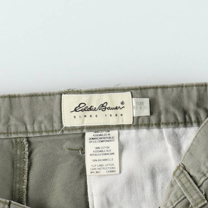 Eddie Bauer CLASSIC FIT Two-Pleat Chino Pants, Men's W33 (approx.) cotton Khaki type sage green Vintage Second Hand