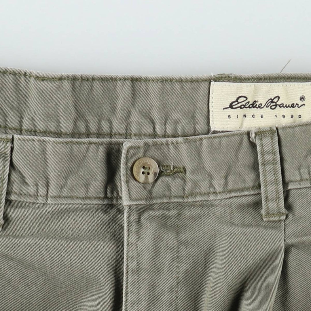 Eddie Bauer CLASSIC FIT Two-Pleat Chino Pants, Men's W33 (approx.) cotton Khaki type sage green Vintage Second Hand