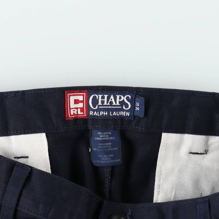 Ralph Lauren CHAPS Two-Pleat Chino Pants, Men's Size W32 (approx.) cotton navy blue type Vintage Second Hand