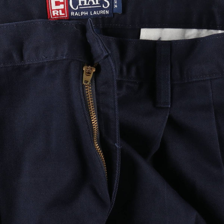 Ralph Lauren CHAPS Two-Pleat Chino Pants, Men's Size W32 (approx.) cotton navy blue type Vintage Second Hand