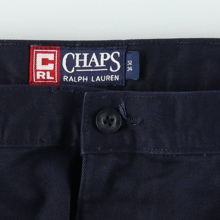 Ralph Lauren CHAPS Two-Pleat Chino Pants, Men's Size W32 (approx.) cotton navy blue type Vintage Second Hand