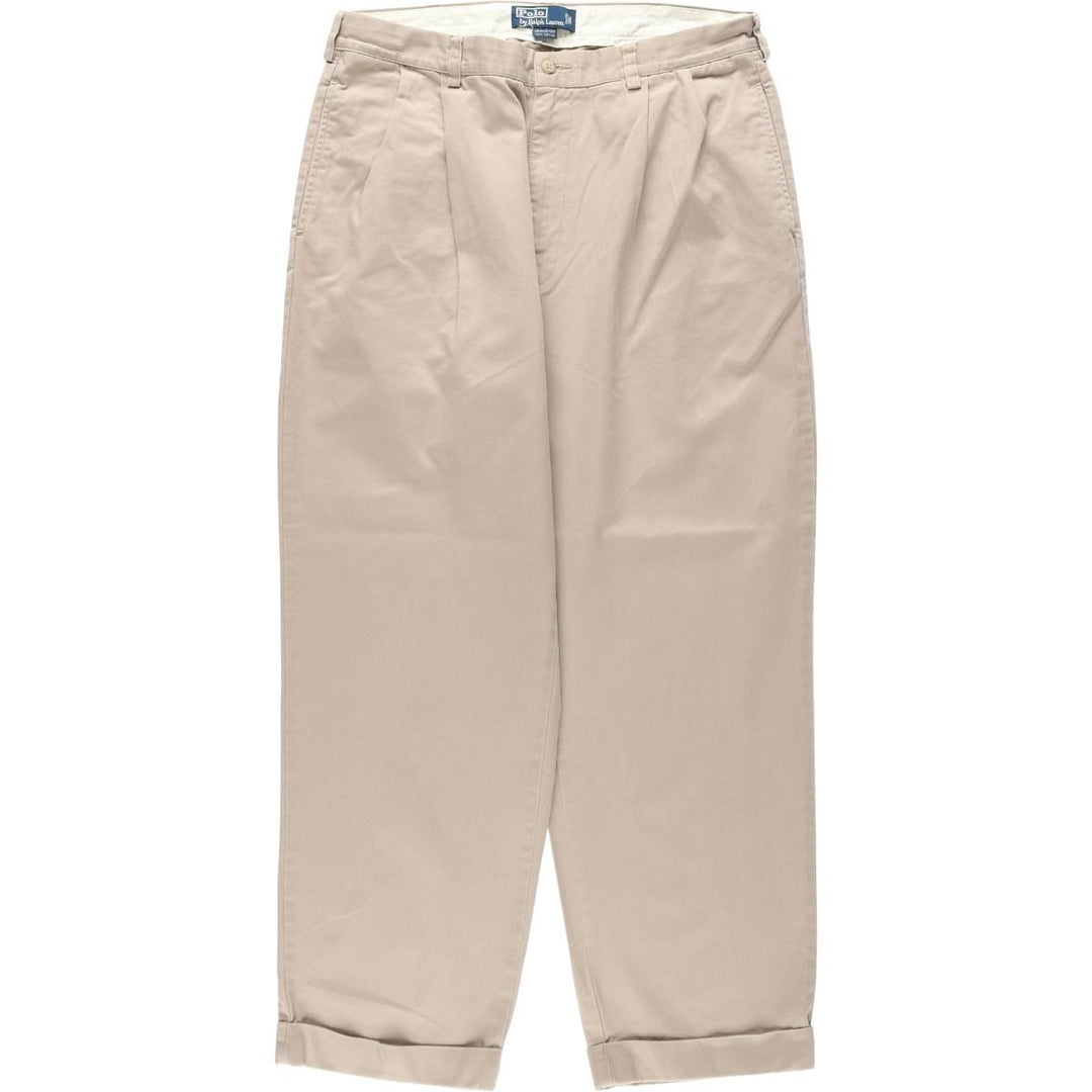 Ralph Lauren POLO by Ralph Lauren HAMMOND PANT, two-pleat chino pants, men's w35 equivalent cotton Beige type Vintage Second Hand