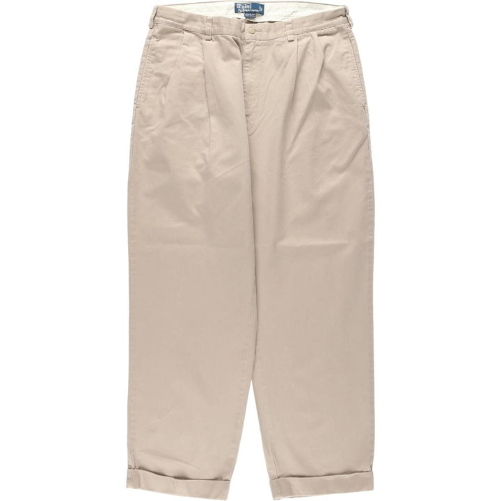 Ralph Lauren POLO by Ralph Lauren HAMMOND PANT, two-pleat chino pants, men's w35 equivalent cotton Beige type Vintage Second Hand
