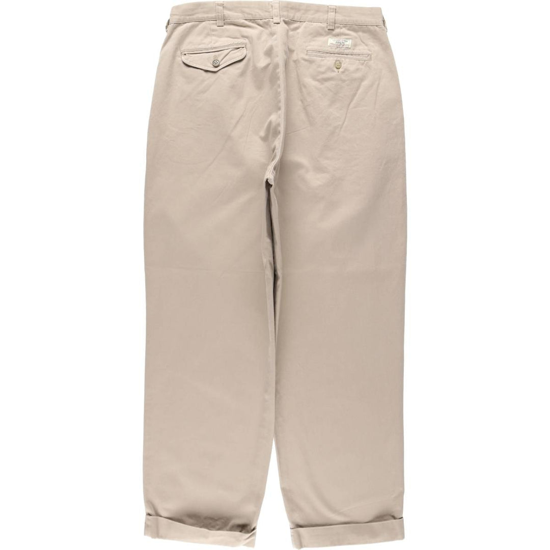 Ralph Lauren POLO by Ralph Lauren HAMMOND PANT, two-pleat chino pants, men's w35 equivalent cotton Beige type Vintage Second Hand
