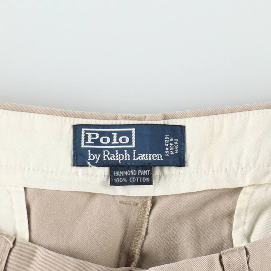 Ralph Lauren POLO by Ralph Lauren HAMMOND PANT, two-pleat chino pants, men's w35 equivalent cotton Beige type Vintage Second Hand