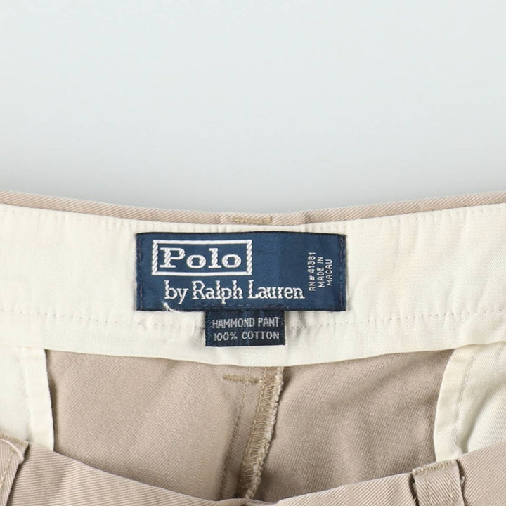 Ralph Lauren POLO by Ralph Lauren HAMMOND PANT, two-pleat chino pants, men's w35 equivalent cotton Beige type Vintage Second Hand