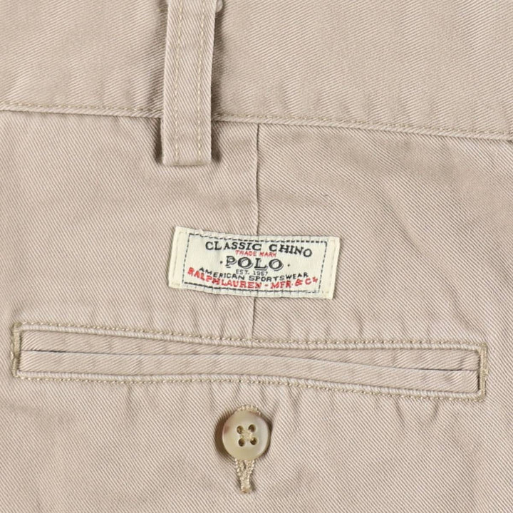 Ralph Lauren POLO by Ralph Lauren HAMMOND PANT, two-pleat chino pants, men's w35 equivalent cotton Beige type Vintage Second Hand
