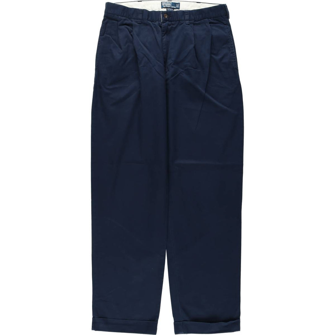 Ralph Lauren POLO by Ralph Lauren HAMMOND PANT, two-pleat chino pants, men's, w34 equivalent cotton navy blue type Vintage Second Hand