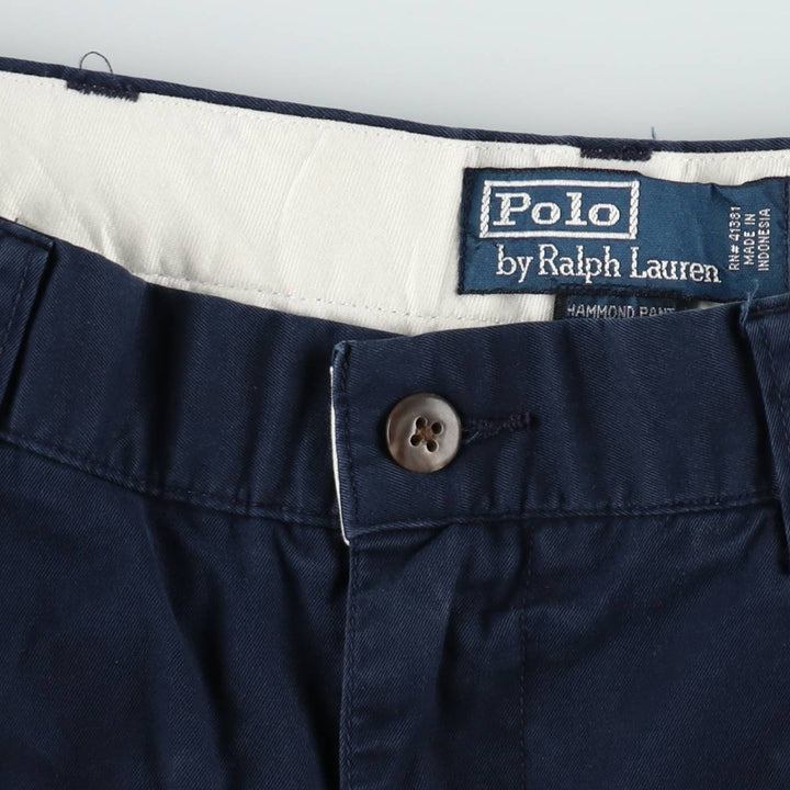 Ralph Lauren POLO by Ralph Lauren HAMMOND PANT, two-pleat chino pants, men's, w34 equivalent cotton navy blue type Vintage Second Hand