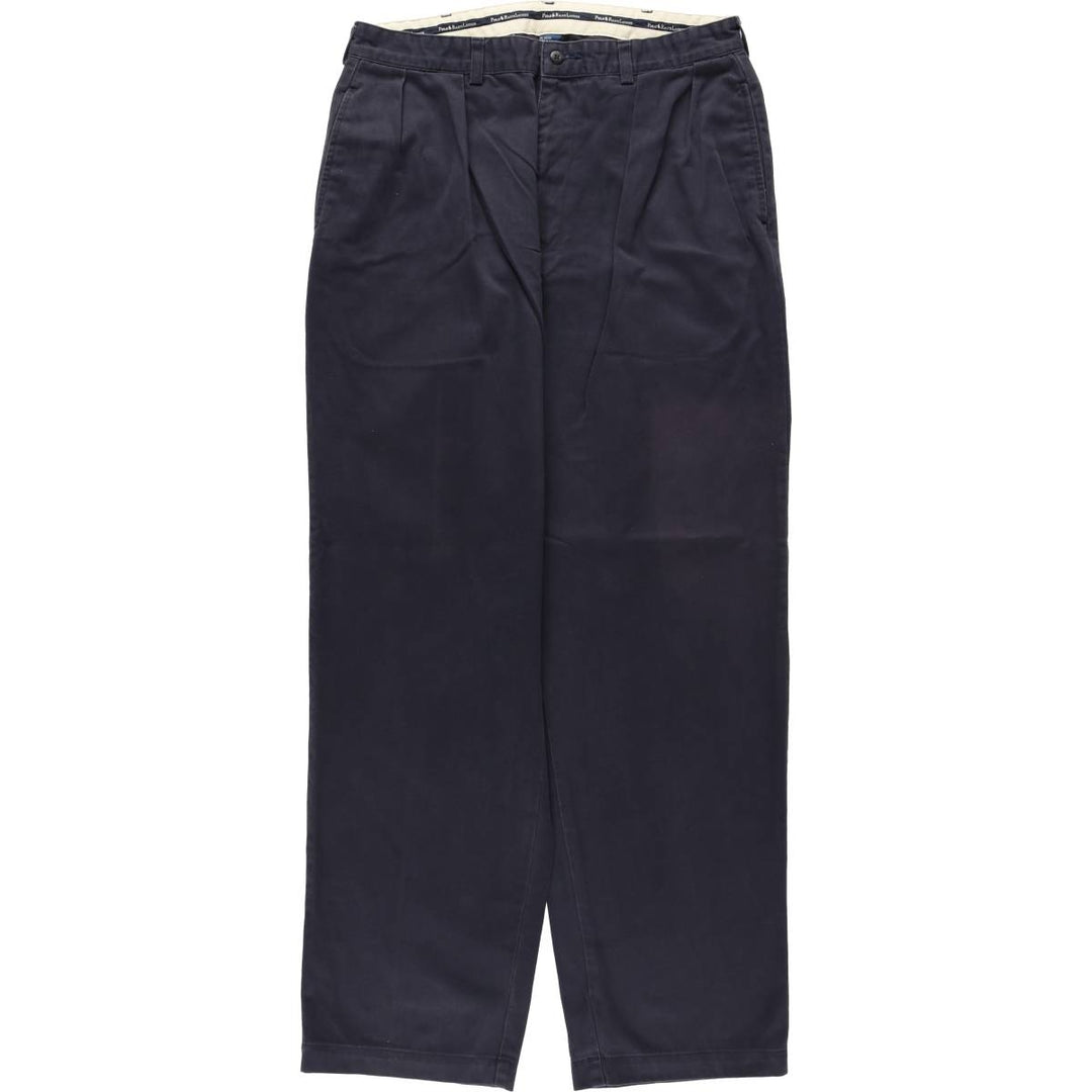 Ralph Lauren Polo Ralph Lauren Andrew Pant Two-pleat Chino Pants Men's Size W34 cotton navy blue type Vintage Second Hand
