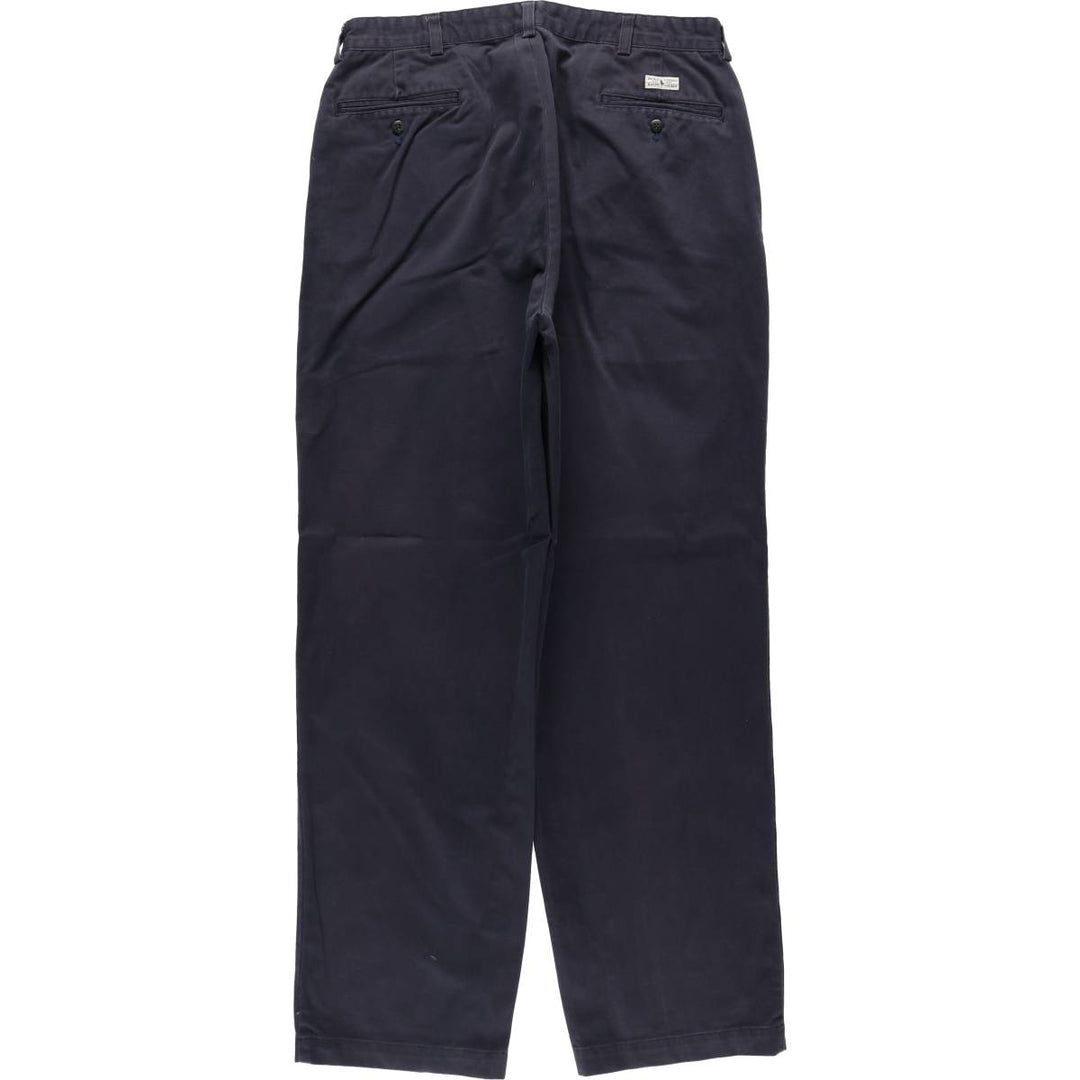 Ralph Lauren Polo Ralph Lauren Andrew Pant Two-pleat Chino Pants Men's Size W34 cotton navy blue type Vintage Second Hand