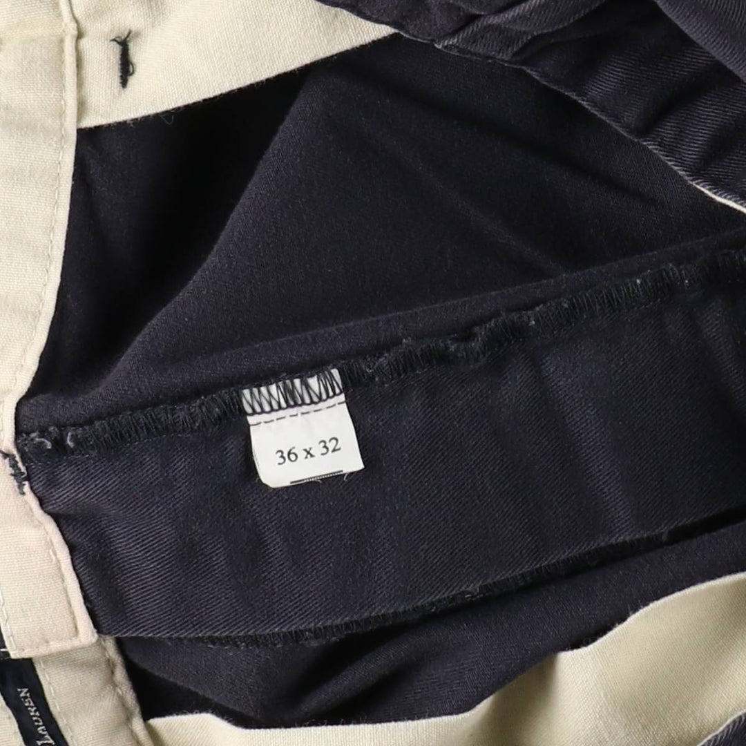 Ralph Lauren Polo Ralph Lauren Andrew Pant Two-pleat Chino Pants Men's Size W34 cotton navy blue type Vintage Second Hand