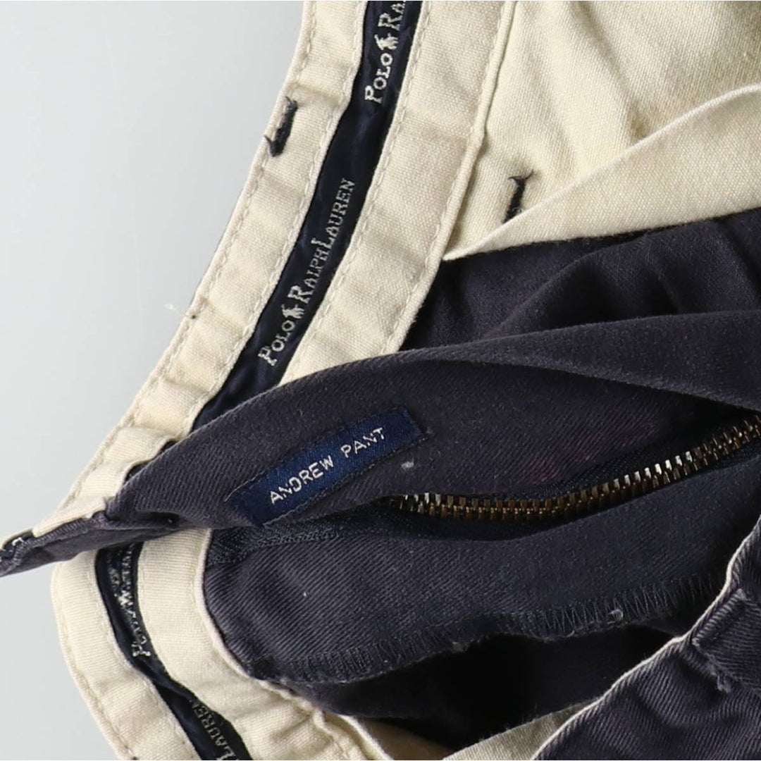 Ralph Lauren Polo Ralph Lauren Andrew Pant Two-pleat Chino Pants Men's Size W34 cotton navy blue type Vintage Second Hand