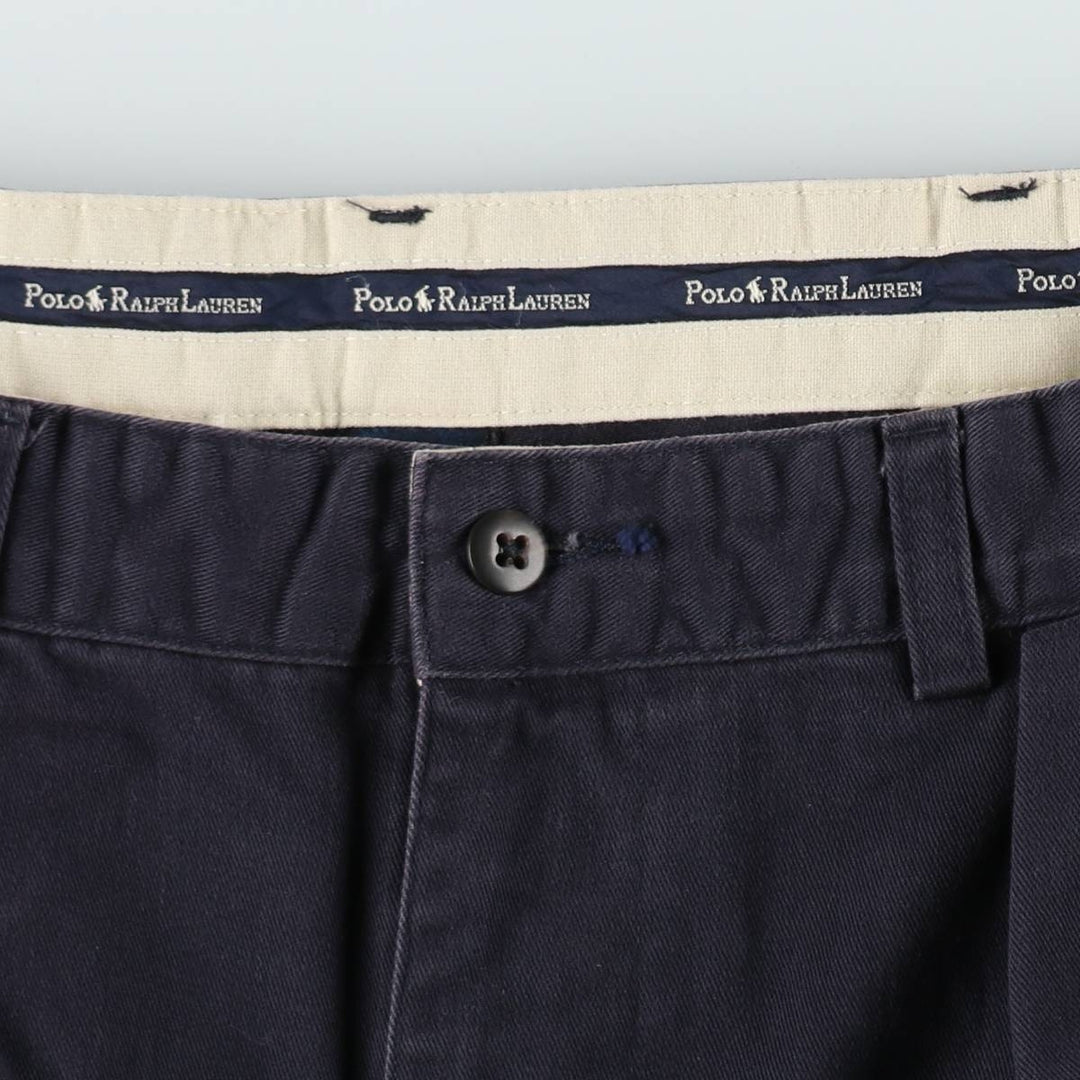 Ralph Lauren Polo Ralph Lauren Andrew Pant Two-pleat Chino Pants Men's Size W34 cotton navy blue type Vintage Second Hand