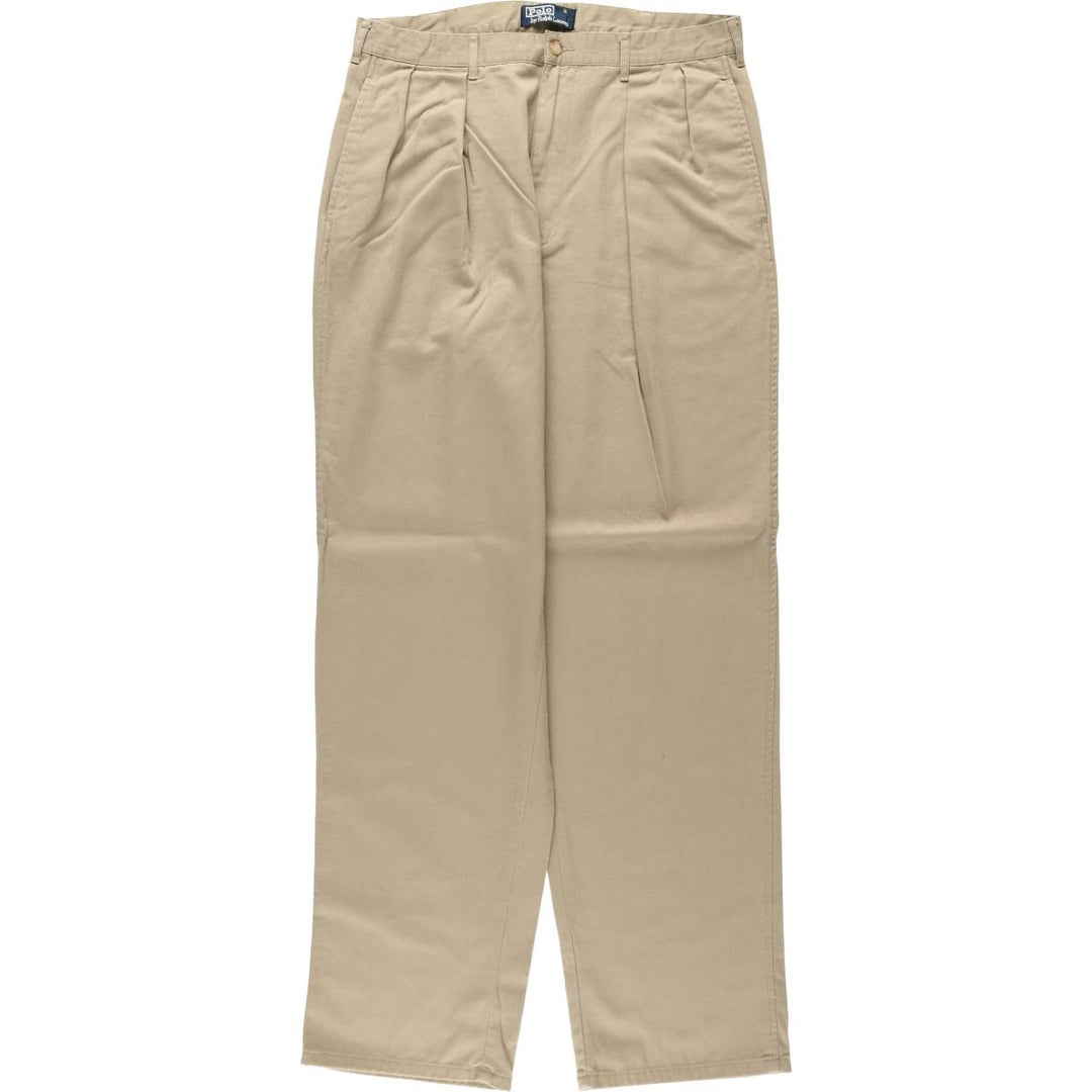 Ralph Lauren POLO by Ralph Lauren Two-pleat Chino Pants for Men, W33 equivalent cotton Beige type Vintage Second Hand