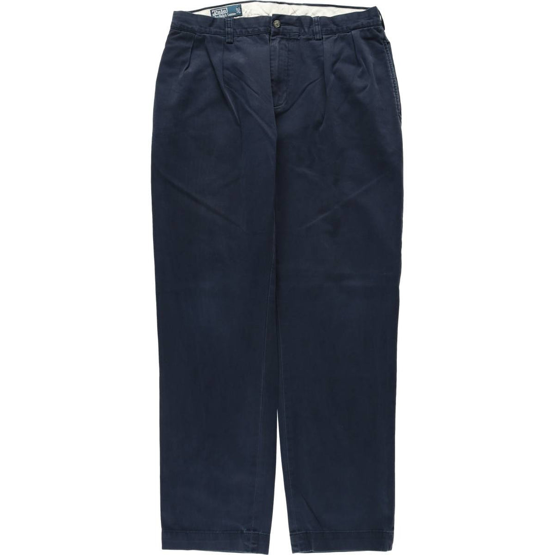 Ralph Lauren POLO by Ralph Lauren ETHAN PANT Two-pleat chino pants for men, size W34 cotton navy blue type Vintage Second Hand