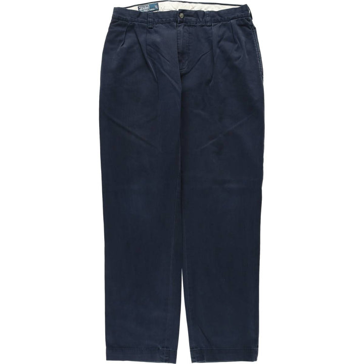 Ralph Lauren POLO by Ralph Lauren ETHAN PANT Two-pleat chino pants for men, size W34 cotton navy blue type Vintage Second Hand