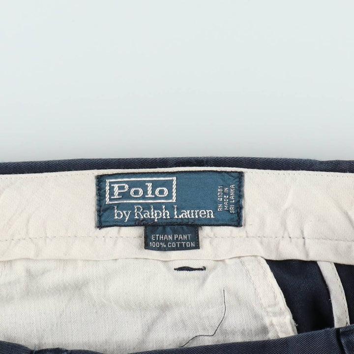 Ralph Lauren POLO by Ralph Lauren ETHAN PANT Two-pleat chino pants for men, size W34 cotton navy blue type Vintage Second Hand