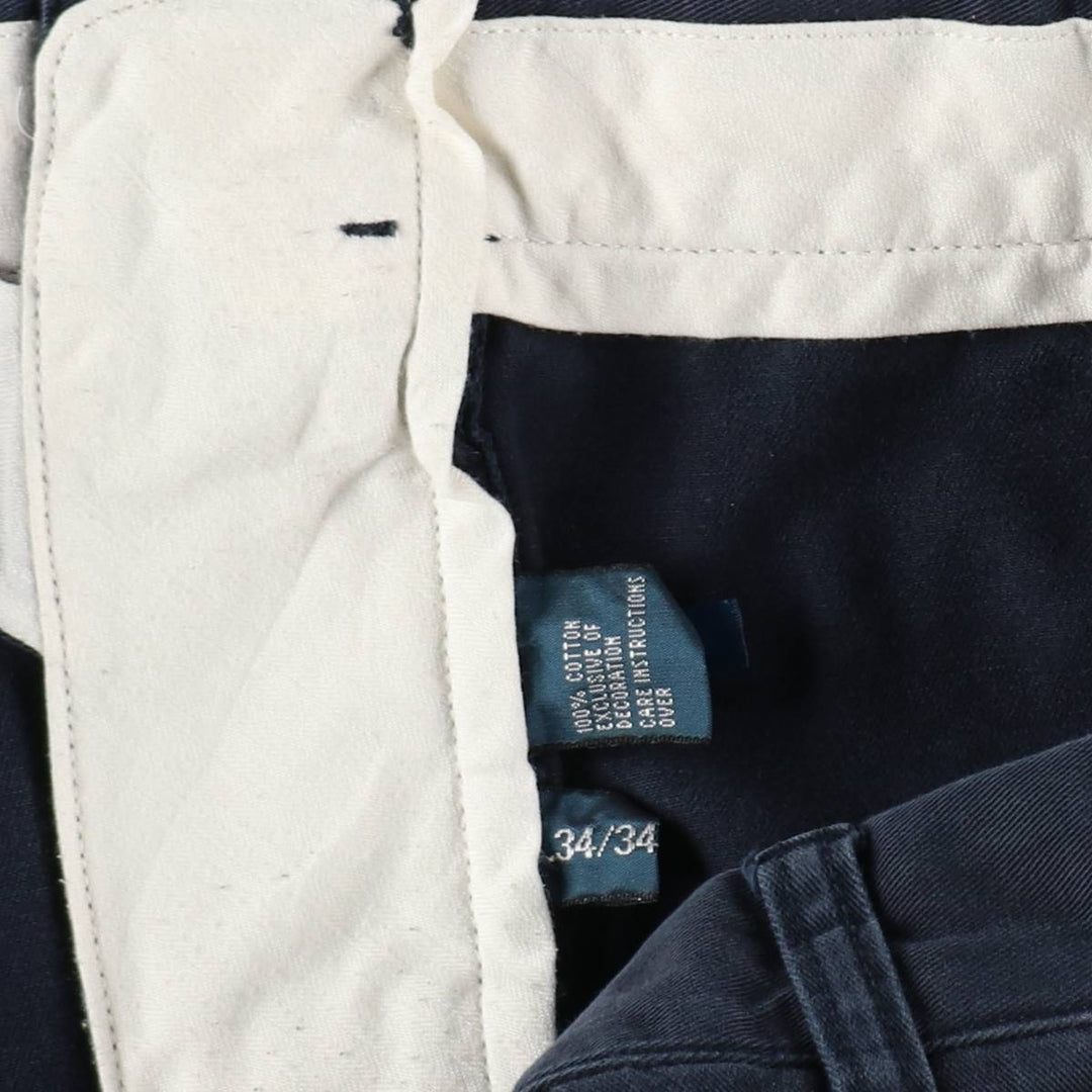 Ralph Lauren POLO by Ralph Lauren ETHAN PANT Two-pleat chino pants for men, size W34 cotton navy blue type Vintage Second Hand