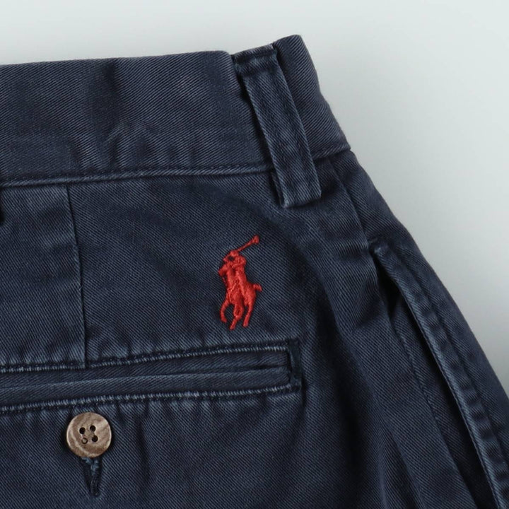 Ralph Lauren POLO by Ralph Lauren ETHAN PANT Two-pleat chino pants for men, size W34 cotton navy blue type Vintage Second Hand