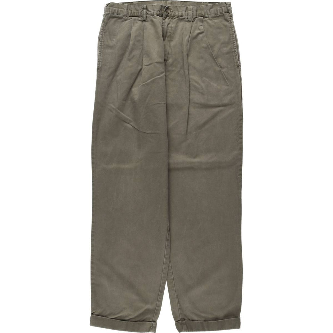 Ralph Lauren CHAPS Two-Pleat Chino Pants, Men's Size W35 (approx.) cotton Khaki type Vintage Second Hand