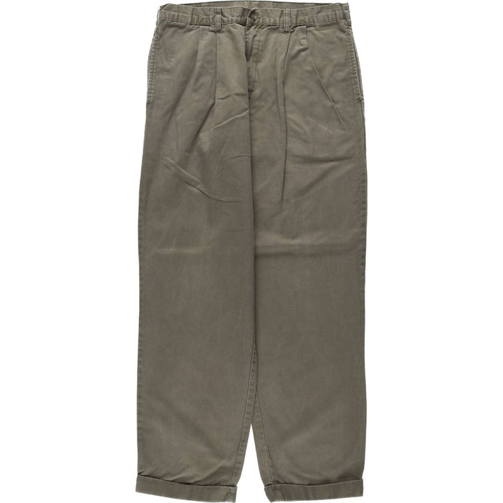 Ralph Lauren CHAPS Two-Pleat Chino Pants, Men's Size W35 (approx.) cotton Khaki type Vintage Second Hand