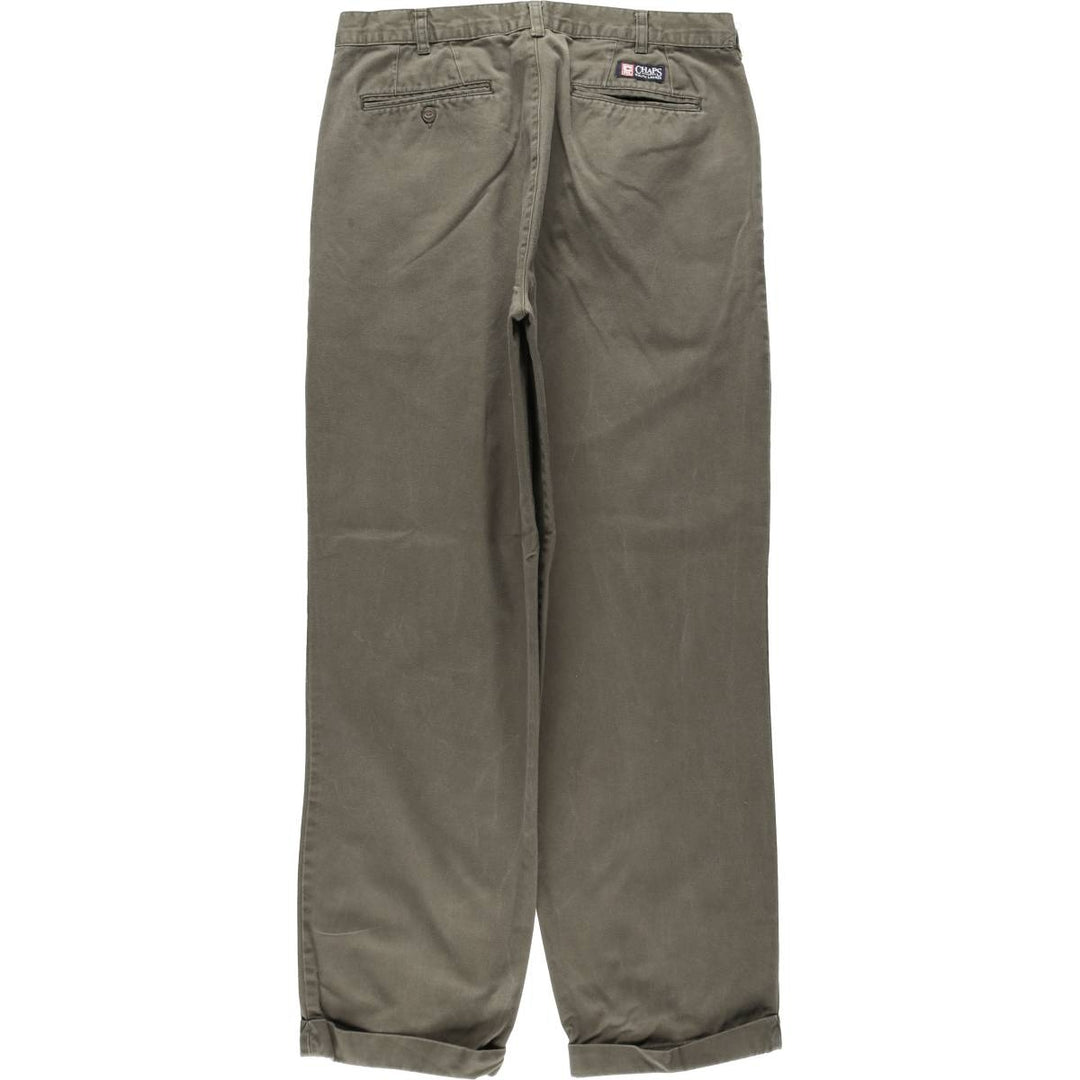 Ralph Lauren CHAPS Two-Pleat Chino Pants, Men's Size W35 (approx.) cotton Khaki type Vintage Second Hand