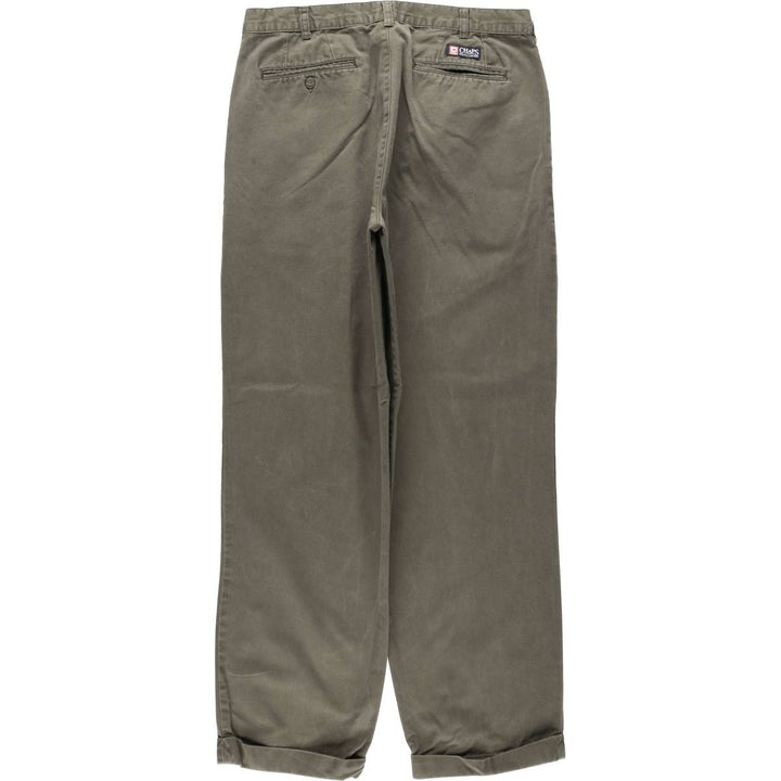 Ralph Lauren CHAPS Two-Pleat Chino Pants, Men's Size W35 (approx.) cotton Khaki type Vintage Second Hand
