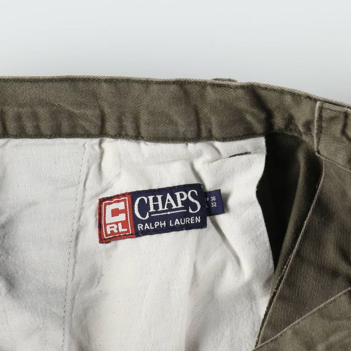 Ralph Lauren CHAPS Two-Pleat Chino Pants, Men's Size W35 (approx.) cotton Khaki type Vintage Second Hand