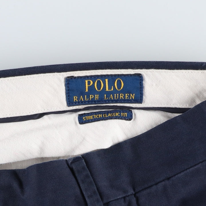 Ralph Lauren POLO RALPH LAUREN Stretch Classic Fit Chino Pants, Men's Size W36 (approx.) cotton navy blue type Vintage Second Hand