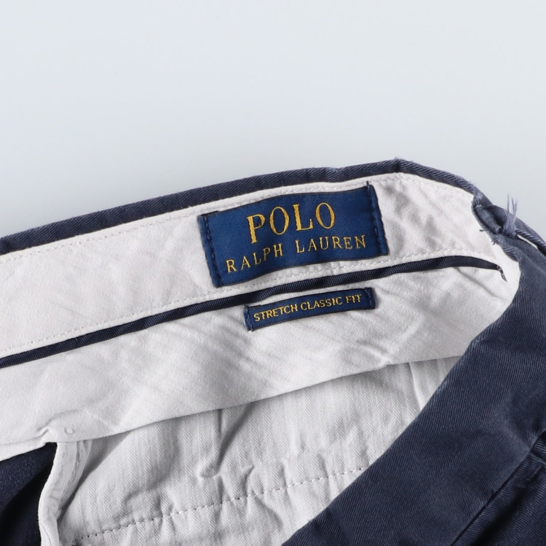 Ralph Lauren POLO RALPH LAUREN Stretch Classic Fit Chino Pants, Men's Size W36 (approx.) cotton navy blue type Vintage Second Hand