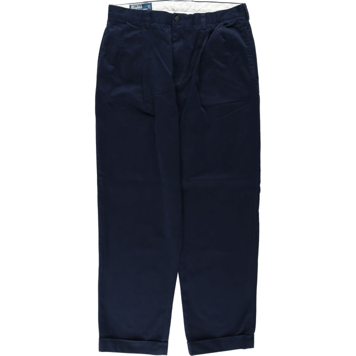 Ralph Lauren POLO by Ralph Lauren HAMMOND PANT Two-pleat Chino Pants Men's W34 equivalent cotton navy blue type Vintage Second Hand
