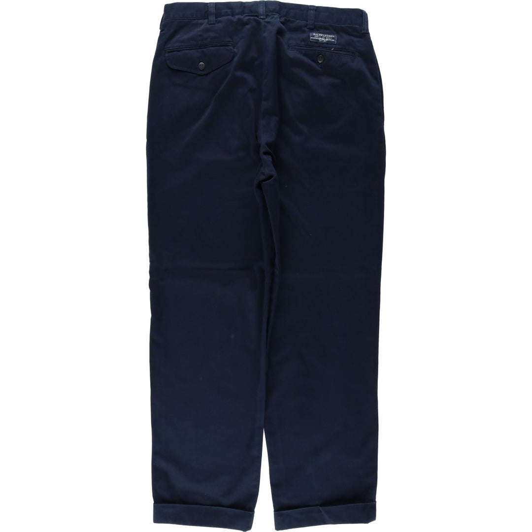 Ralph Lauren POLO by Ralph Lauren HAMMOND PANT Two-pleat Chino Pants Men's W34 equivalent cotton navy blue type Vintage Second Hand