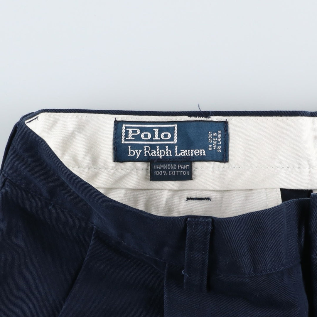 Ralph Lauren POLO by Ralph Lauren HAMMOND PANT Two-pleat Chino Pants Men's W34 equivalent cotton navy blue type Vintage Second Hand